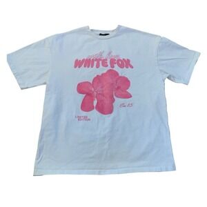White Fox Graphic Tee Women XXS/XS White Limited Edition Era 8.5 Floral